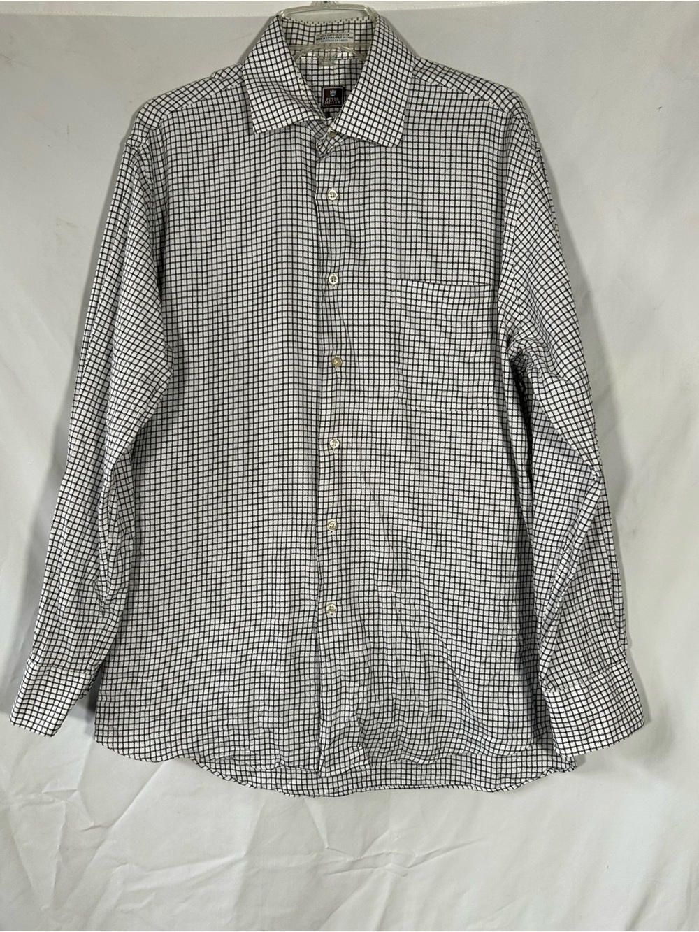 PETER MILLAR CHECKERED PLAID BUTTON DOWN LONG SLEEVE GOLF SHIRT MENS LARGE 16.5